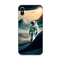 Apple Uyumlu iPhone Xs Astronot Ve Araştırma Desenli Silikon Kılıf