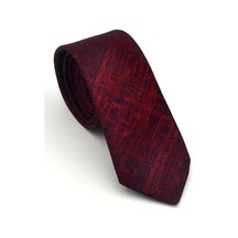 Gaffy Lacivert Kırcıl Desenli Bordo Dokuma Kumaş Mendilli Slim Fit Kravat // Sdk-2610-4 Bordo