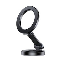 Maiyame Alüminyum Çelik Katlanabilir Manyetik Araç Telefon Tutucu - 360 Döner, 270 Ayarı, Ultra Güçlü N52 Mıknatıslı, Siyah Siyah