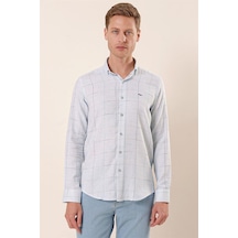 İmza Koyu Mavi Uzun Kollu Kareli Cepsiz Klasik Slim Fit Dar Kesim Gömlek 1004230175-koyu Mavi Koyu Mavi