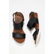 Bueno Shoes 01WJ0802 Siyah Taba Deri Kadın Sandalet