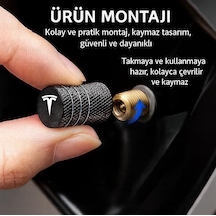 Tesla Model Y Juniper İle Uyumlu Alüminyum Sibop Kapak Seti Siyah Renk 4 Adet Açık Ahşap