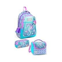 Coral High Kids Unicorn Denizatı Desenli 3 Lü Okul Çanta Seti Set0133256 Açık Mavi - Bej