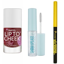 Pastel Lip To Cheek Tint 01 Carmen + Pastel Show Your Peace Transparent Eyebrow & Eyelash Mascara + Kajal Göz Kalemi