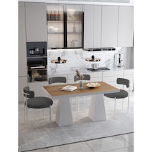 Avvio Lucina Lake Mdf Ayak Teddy Sandalye 80x140 Yemek Masası Mutfak Masası 4 Kişilik Masa Sandalye Takım Akçaağaç