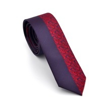 Gaffy Bordo Ve Lacivert Pano Desenli Dokuma Kumaş Slim Fit Kravat // Kpk011 Desenli