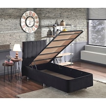 Nironyatak Niron Ela Baza Ve Başlık Seti - 80X200 Cm Tek Kişilik Siyah Kumaş