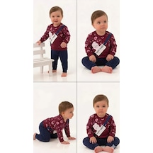 Pekminibebe 6/24 Ay Baskılı Penye Bebek Takımı Bordo