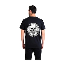Paybuy Erkek Rock Fest Canlı Müzik Şov Baskılı Tişört Kafatası Tasarım G Siyah