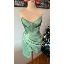 Chica Rosa Fashion Su Yeşili Büstiyer Pullu Jessie Elbise