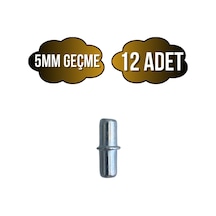 Metal Çift Taraflı 5mm Geçme Raf Pimi Dolap Raf Altı Pimi 5mm Metal 12 Adet Krom