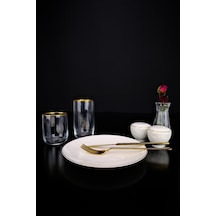 Digithome Lombardino Minimalist Modern Gold Tekli Porselen Pasta Tabağı 20 Cm