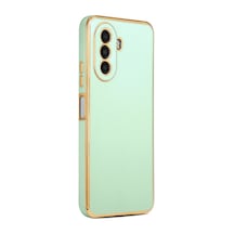 Huawei Uyumlu Nova Y70 Kılıf Zore Kenarı Gold Renk Silikon Bark Kapak