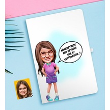 Kişiye Özel Kız Çocuk Kolay Yetişmiyor Karikatürlü Beyaz Defter-5