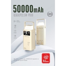50.000 Mah Outdoor Led Işıklı Hızlı Şarj Powerbank Usb-c & Çoklu Cihaz Desteği Beyaz