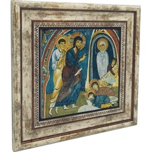 Kapadokya Göreme Karanlık Kilise Freski - Lazarus'un Dirilişi Baskılı Taş Tablo 25x25