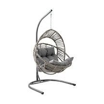 Nobel Tekli Rattan Bahçe Salıncağı Rehome Balkon Salıncağı Gri