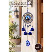 2 Adet Metal Nazar Boncuğu Çan Formlu Dekoratif Aksesuar, Duvar Süsü, Evil Eye Charm, Nazar Bell