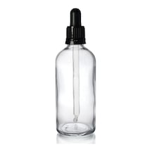 Şeffaf Cam Şişe 100 Ml Sıkmalı Damlalıklı Kapak 18 Mm