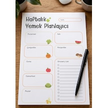 A4 Haftalık Yemek Planlayıcı 50 Yaprak Renkli Çok Renkli