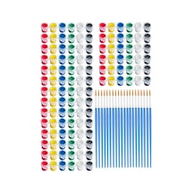Akrilik Boya 3 Ml 6 Renk Resim Fırçası 20 Paket Mini Küçük Akrilik Boya Taş Ahşap Seramik Tuval Alçı Tuval Etk