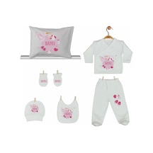 Pia Baby Gl 2005 İsme Özel Leylekli Yastık Zıbın Set Krem