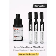Siyah Tahta Kalemi + Mürekkep Seti 1 Mürekkep + 3 Kalem Siyah