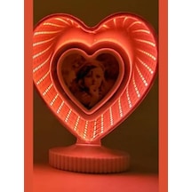 Kalp Tasarimli Led Işikli Ayna Fotoğraf Çercevesi - Işıklı Çerçev