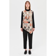 Desenli Kolye Detaylı Pantolonlu Takım Bej-bej Bej