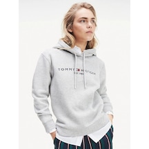 Tommy Hilfiger Bayan Kapşonlu Sweatshirt Gri