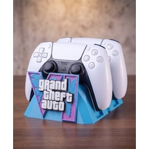 Omni Gta 6 Temalı Ikili Ps5 Kol Standı - Özel Tasarım Gta 6 Kontrolcü Standı, Playstation 5 Oyuncu Aksesuarı Konsol Standı Ve Tutucu Mavi