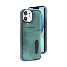Apple Apple Uyumlu iPhone 11 Kılıf Sara Kartvizitli Deri Kılıf - Koyu Yeşil 0.2M-Çok Renkli
