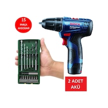 Matkap Darbesiz Çift Akülü Şarjlı Matkap Akülü Vidalama + 15 Parça Matkap Ucu Vidalama Ucu