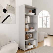 Kitaplık Dosya Dolabı Malzeme Rafı 190x80x40 Cm Gri Gri