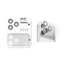 Apple iPhone 17 Pro Max Uyumlu Parmak İzi Bırakmayan 2in1 Kamera Lens Koruyucu Cl-22 - Gümüş - T41745