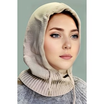 Tezzgelsin Kadın Triko Tesettür Örgü Bere Tesettür Başlık Tesettür Bere Bej