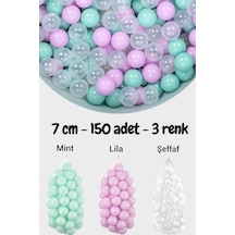 7 Cm Top Havuzu Topu 150 Adet Mint, Lila, Şeffaf