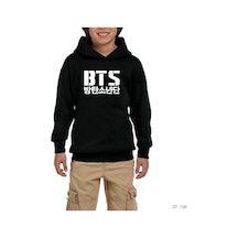 Zepplin Giyim Bts Siyah Çocuk Kapşonlu Sweatshirt
