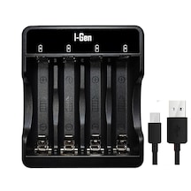 I-Gen G400 4'lü Pil Şarj Aleti AA/AAA Uyumlu Type-C Giriş Akıllı Hızlı Pil Şarj Cihazı