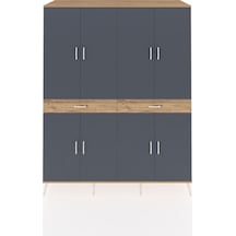 Kronos Gardrop 10 Raflı 2 Çekmeceli 8 Kapaklı 176x59x221 Çam-antrasit/çam Beyaz
