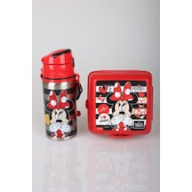 X Dekomus Lisanslı Minnie Mouse 500 Ml Çelik Matara Ve Beslenme Kabı Seti Altın