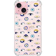 Printify Apple Uyumlu iPhone 15 Devil Eye 2 Baskılı Şeffaf Köşe Korumalı Antişok Kılıf 0166b