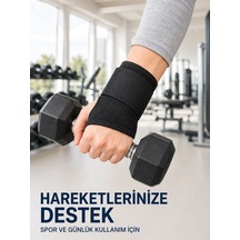 Mey İthalat Başparmak Geçişli El Bilek Desteği Ayarlanabilir Cırtlı Bileklik Bandajı Siyah Diğer