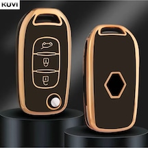 Renault Clio Uyumlu Anahtar Kılıfı Gold Siyah Renk