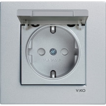 Viko Artline Novella Gümüş Kapaklı Topraklı Priz Çerçeveli