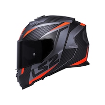Şeffaf + Siyah Vizörlü + Ls2 Storm 2 Racer Kapalı Motosiklet Kaskı Mat Titanyum - Turuncu