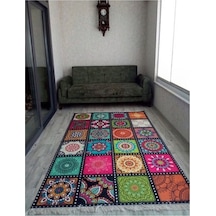 Kaymaz Taban Yıkanabilir Halı Kilim Yolluk Dijital Baskı Çok Renkli