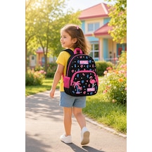 Flamingo Anaokulu Sırt Çantası 30x25x12 Cm Çocuklar İçin Okul Öncesi Kreş Ve Günlük Çanta Modeli Çok Renkli