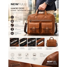 Newfull Hakiki Deri Erkek Kahve Evrak Notebook (Laptop) Çantası Kahverengi
