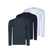 Üçlü Set T8588 Dewberry Yuvarlak Yaka Erkek Sweatshırt-lacivert-antrasit-beyaz Lacivert-antrasit-beyaz
